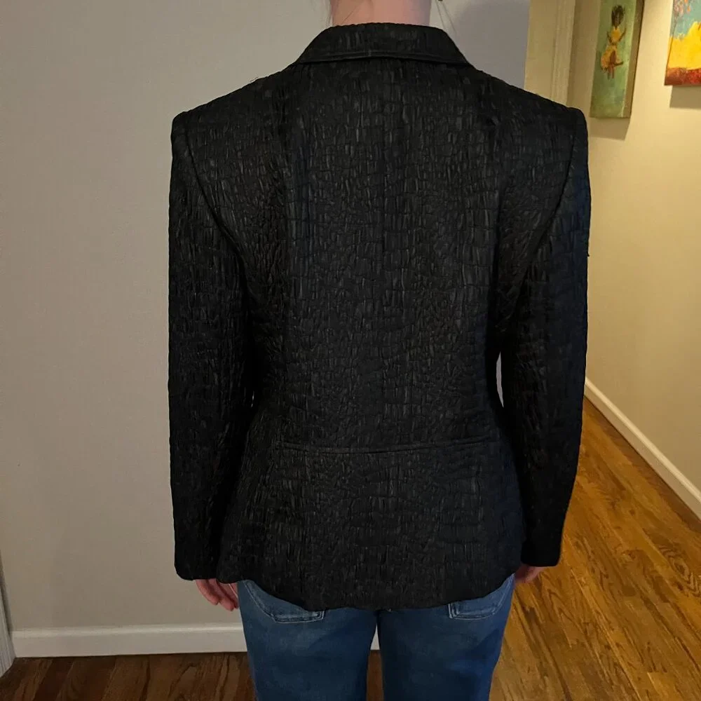 Santorelli Gianna Blazer Black Office Corporate Chic Quiet Luxury Italy Sz 10